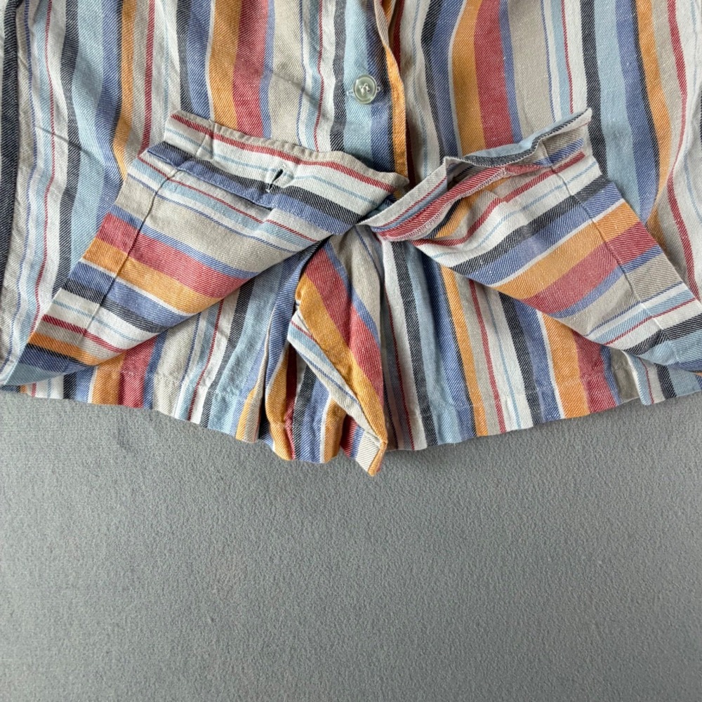 Vintage‎ Lizsport Petite Women's Shorts Size 10 Striped Linen Blend Button Front - Picture 14 of 16